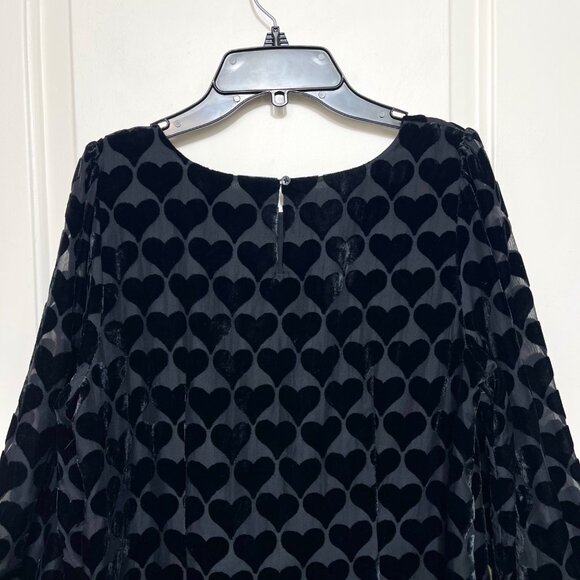 Talbots Heart  Print Velvet Blouson Top in Black Size Mp - Picture 9 of 13